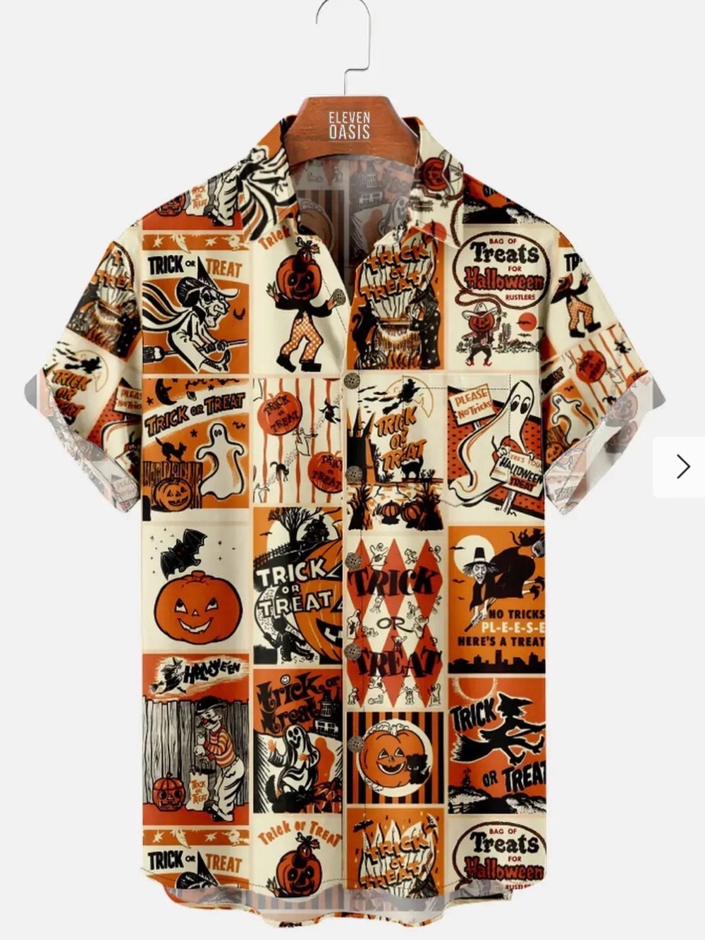 NWOT Halloween Trick or Treat Orange Graphic Short-Sleeve Shirt